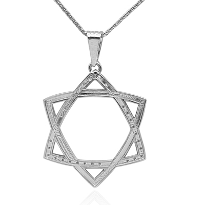 Lab Grown Diamond Star of David Pendant  in 14K