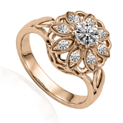 10k Rose Gold Lab Grown Diamond Ring