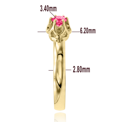 14k Solid Gold Red Sapphire Ring