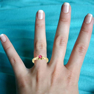 14k Solid Gold Red Sapphire Ring