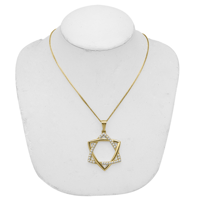 Cubic Zirconia Star of David Pendant Silver 14k Gold over