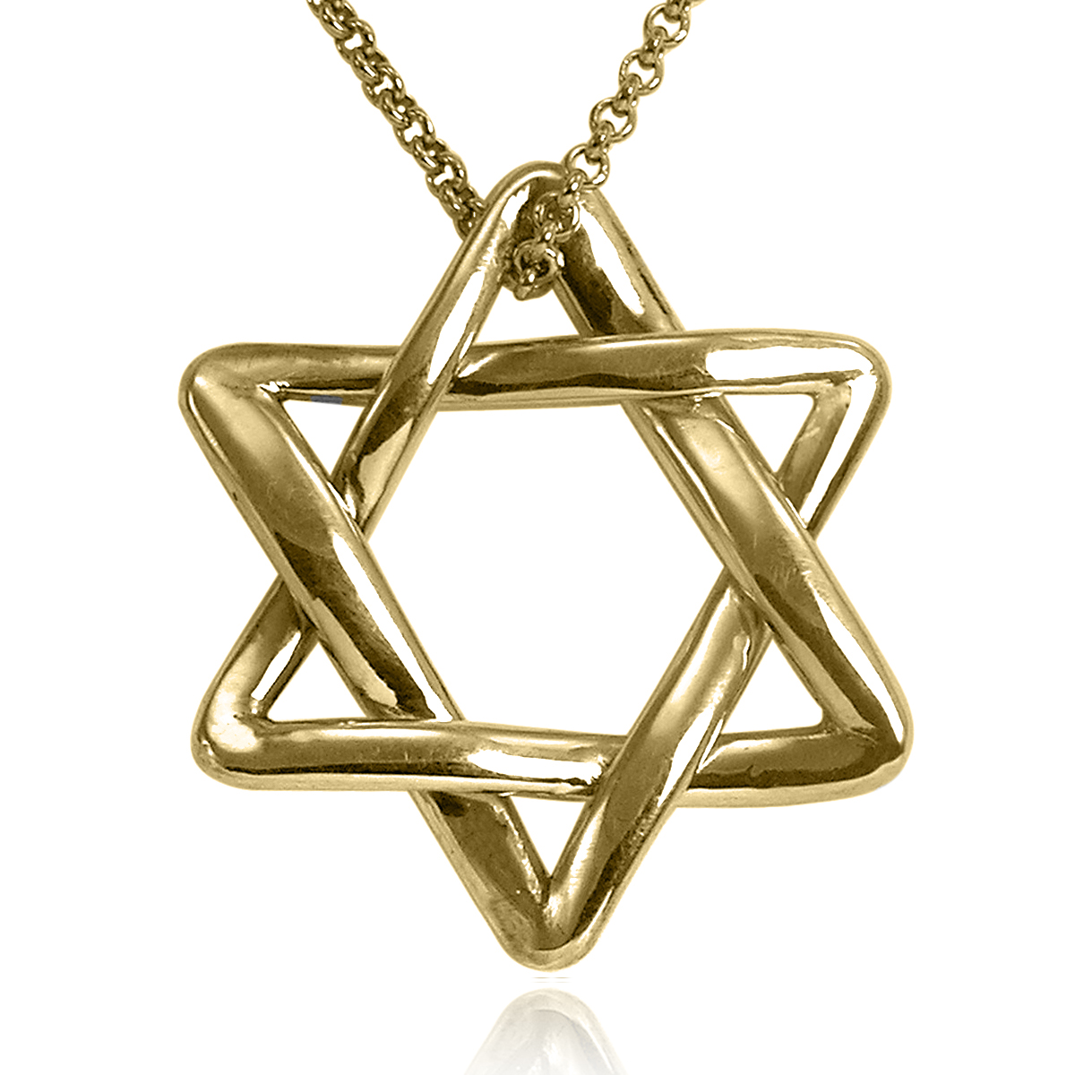 14k Gold Jewish Star of David Necklace 22x25mm