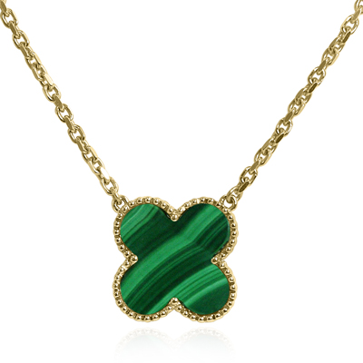 14k Gold Genuine Malachite Necklace