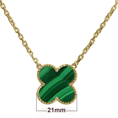 14k Gold Genuine Malachite Necklace