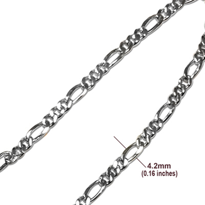 14k Solid White Gold Figaro Chain Necklace #N402
