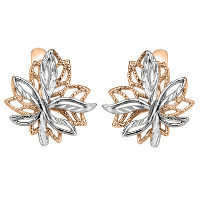 14K  Gold Plated Over Sterling Silver maple leaf Earrings #E1807