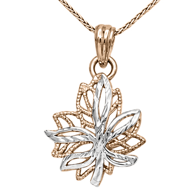 Maple Leaf Design Pendant in 14k Gold with Chain #P1026