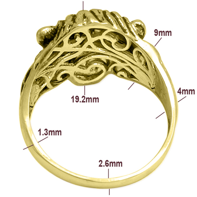 Men's Ring 10k Yellow Gold Lion Emerald Ring