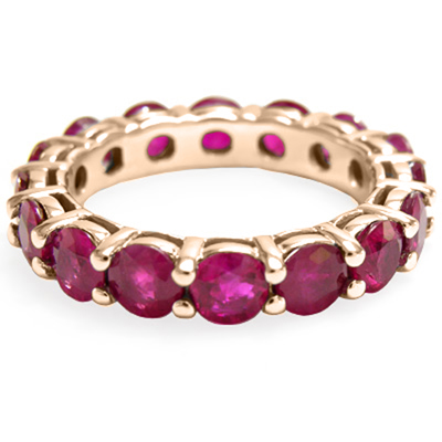 Genuine Ruby Gemstone Eternity Wedding band 14k ROSE GOLD 