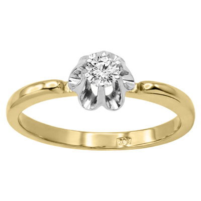 Russian Style 14k Yellow & White Gold Diamond Ring #R2343