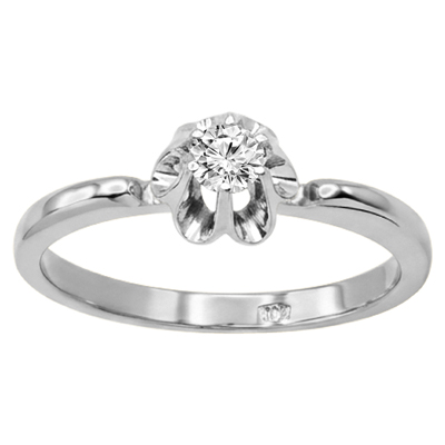 Russian Style 14k White Gold Diamond Ring #R2345