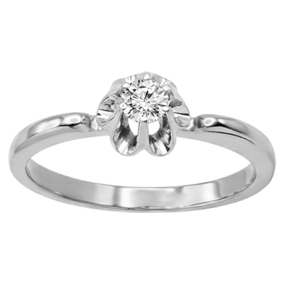 Russian Style 14k White Gold Diamond Ring #R2345