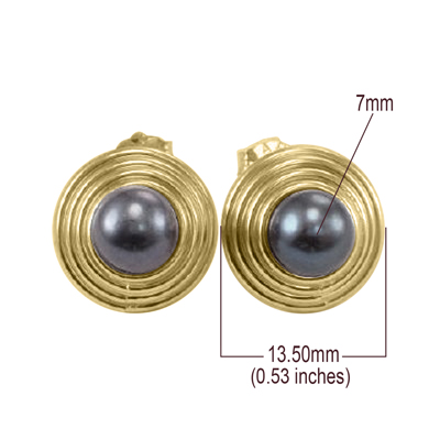 14k Yellow Gold Black Pearl Earrings