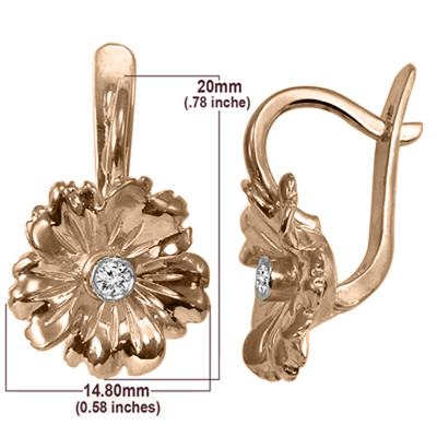 10k Gold Genuine Diamond Flower Earrings F VS-1