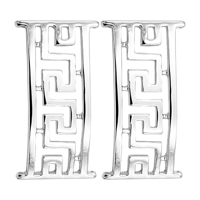 14k White Gold Greek Earrings