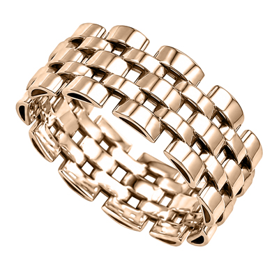 14k Gold Panther Link Band Men Ring