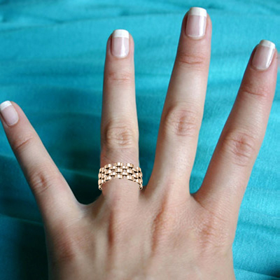 14k Gold Panther Link Band Men Ring