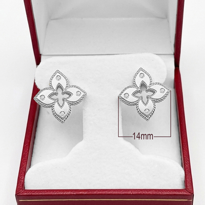 Flower Diamond Sapphire Earrings in 10k Gold