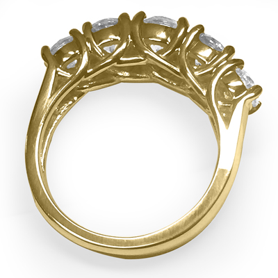 14K Gold Women Five Stone Lab Grown Diamond Ring