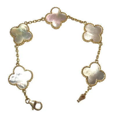 14k Gold Genuine Mother of Pearl Bracelet 7''