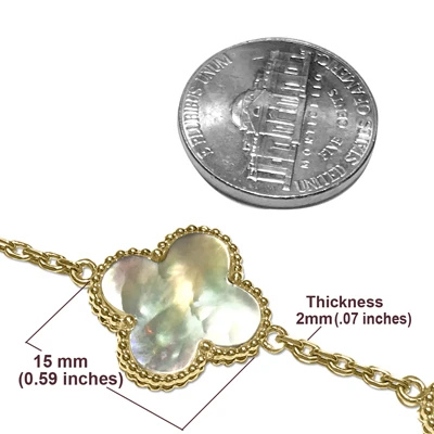 14k Gold Genuine Mother of Pearl Bracelet 7''