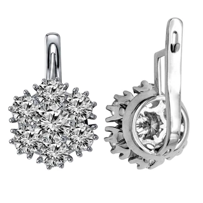 Russian vintage Style Lab Grown Diamond Malinka Earrings 14k gold