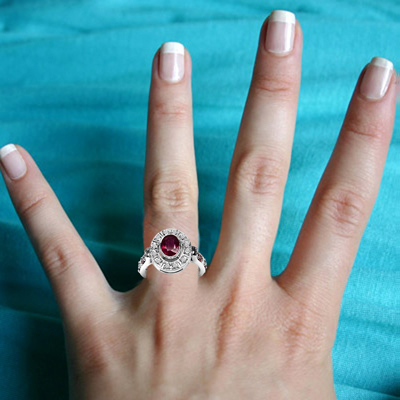 Russian Style 14k Gold Diamond Ruby Ring