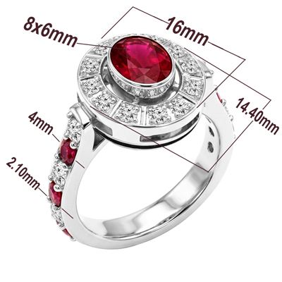 Russian Style 14k Gold Diamond Ruby Ring