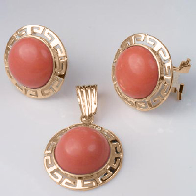 14k solid Gold Earrings and Pendant