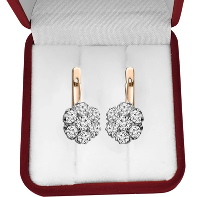 Russian style Lab Grown Diamond earrings 14k Gold