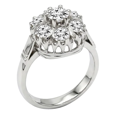 Genuine Diamond Russian style Ring in 14k Gold