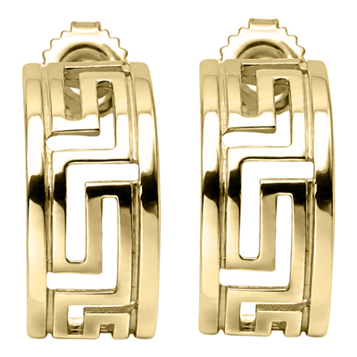 14k Yellow Gold Greek KEE Style Earrings