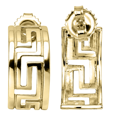 14k Yellow Gold Greek KEE Style Earrings