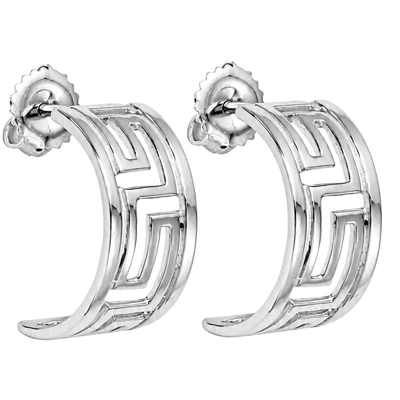 14k White Gold Greek KEE Style Earrings
