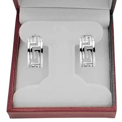 14k White Gold Greek KEE Style Earrings
