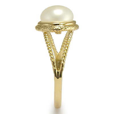 Gorgeous 14k Yellow Gold White Pearl Ring R191