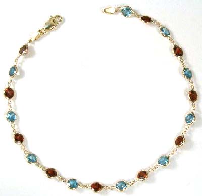 Topaz and Garnet Bracelet 14k Gold B106