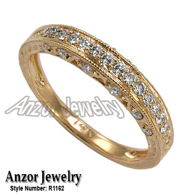 Pave-Set Diamond Wedding Ring in 14k Rose Gold R1162 Pave-Set Diamond Wedding Ring in 14k Rose Gold R1162