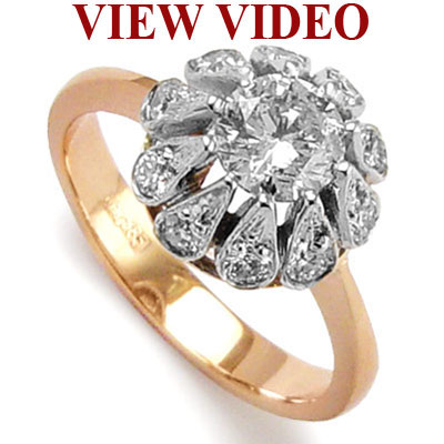14k Rose & White Gold Diamond Sapphire Ring R1173