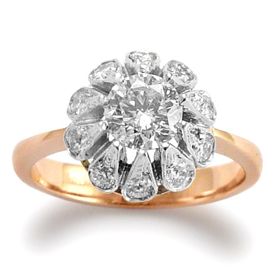 14k Rose & White Gold Diamond Sapphire Ring R1173