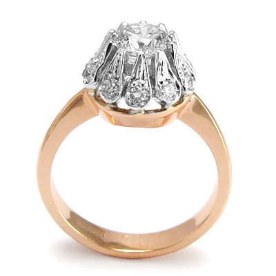 14k Rose & White Gold Diamond Sapphire Ring R1173