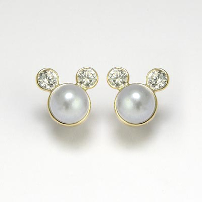 14k Gold Pearl & CZ Studs E905