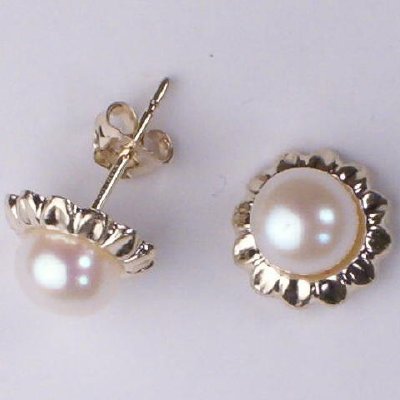 14k Sunflower Pearl Earrings E101
