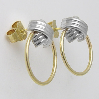 14k Gold Two-Tone Earrings E107 OUT OF STOCK.