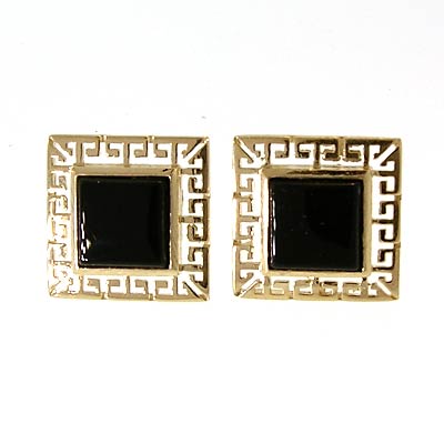14k Gold Square Onyx Earrings E109 14k Gold Square Onyx Earrings E109