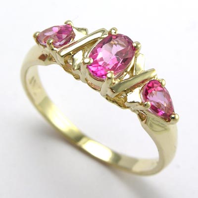 14k Gold Pink Topaz Mother's ring R442