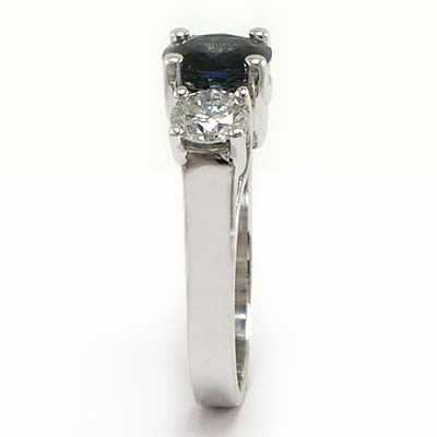 Diamond Sapphire 3 stone ring in 950 Platinum R669