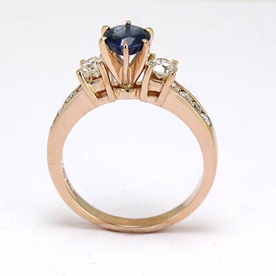 14k Rose Gold  Diamond and Sapphire Ring R670