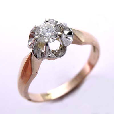 14k Gold Russian style Diamond engagement Ring #R671 