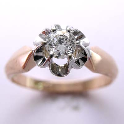 14k Gold Russian style Diamond engagement Ring #R671 